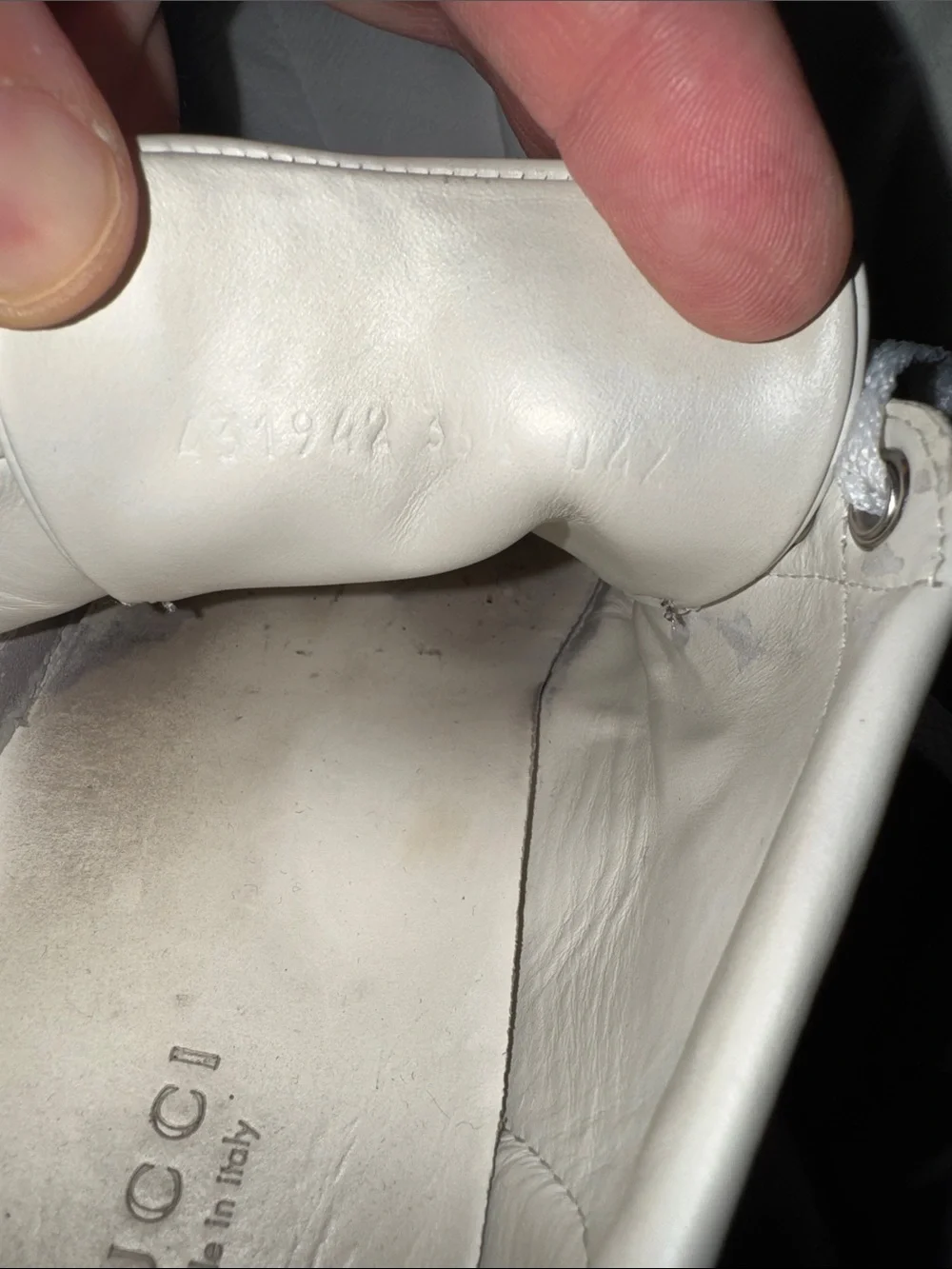 Gucci White Leather Sneakers with Red & Green